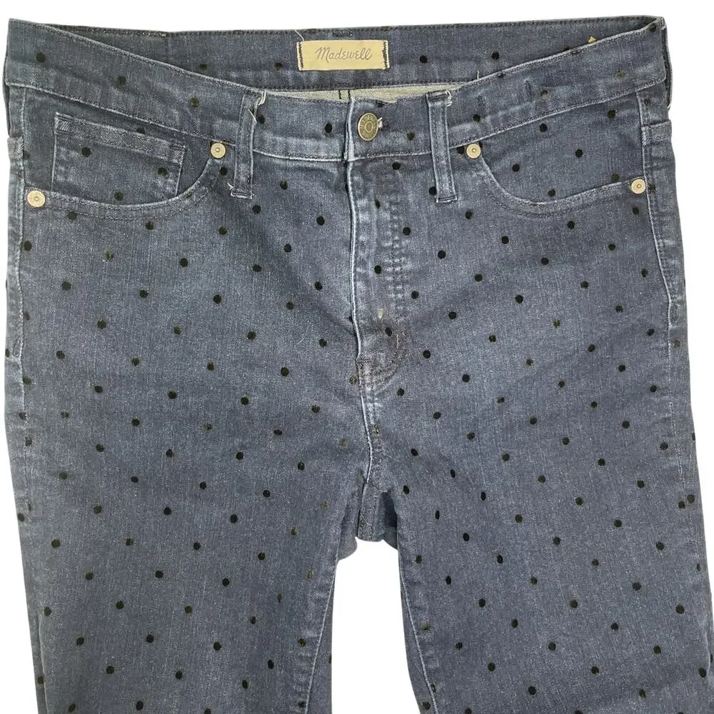Madewell Women's Skinny Jeans 31 Polka Dot Blue High Rise, Minimalist